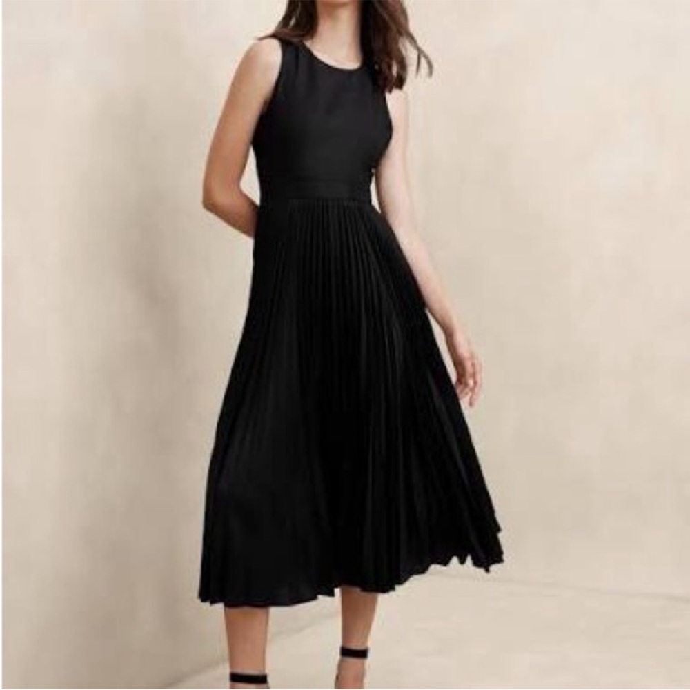 Banana Republic Classic Black Midi Dress with back cutout